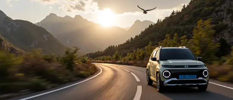 Hyundai SUV on a mountain road